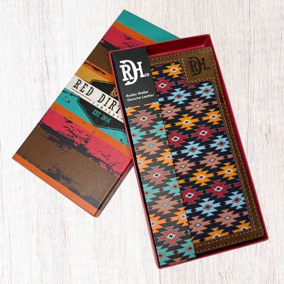 Red Dirt Hat Co. Rodeo Wallet Southwest Canvas Inlay - Picture 2 of 5